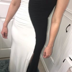Elegant black and white gown